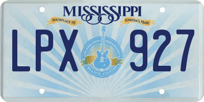 MS license plate LPX927
