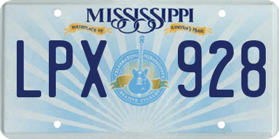 MS license plate LPX928