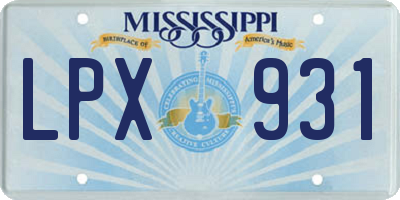 MS license plate LPX931