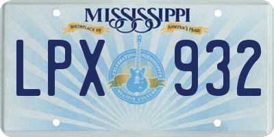 MS license plate LPX932