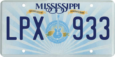MS license plate LPX933