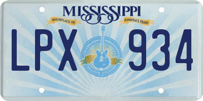 MS license plate LPX934