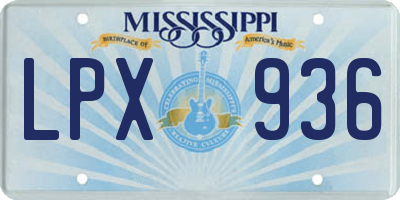 MS license plate LPX936