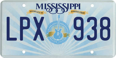 MS license plate LPX938