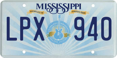 MS license plate LPX940