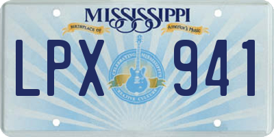 MS license plate LPX941