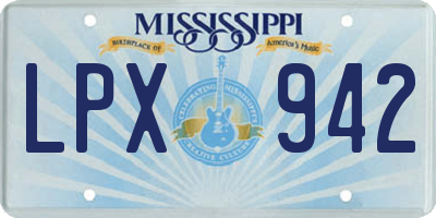 MS license plate LPX942