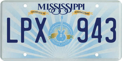 MS license plate LPX943