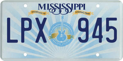 MS license plate LPX945