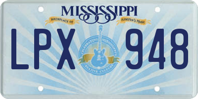 MS license plate LPX948