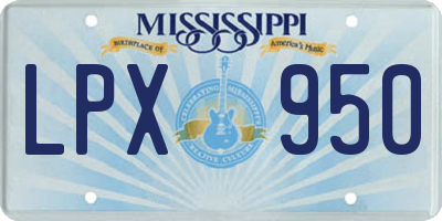 MS license plate LPX950