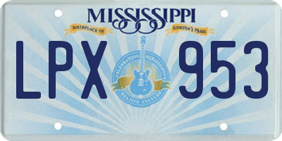 MS license plate LPX953