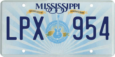 MS license plate LPX954