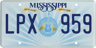 MS license plate LPX959