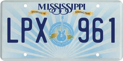 MS license plate LPX961