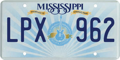 MS license plate LPX962