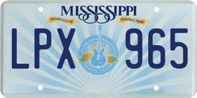 MS license plate LPX965