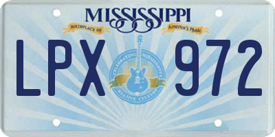 MS license plate LPX972