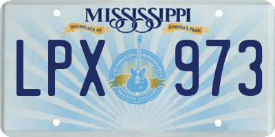 MS license plate LPX973