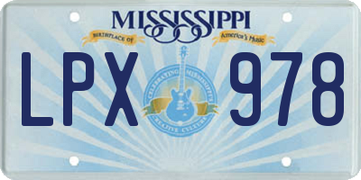 MS license plate LPX978