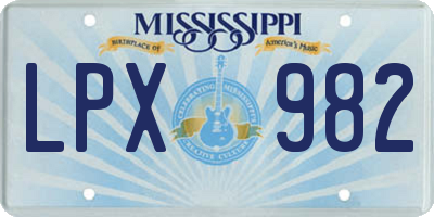 MS license plate LPX982