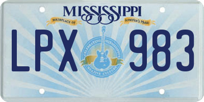 MS license plate LPX983