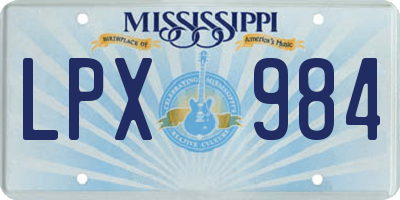 MS license plate LPX984