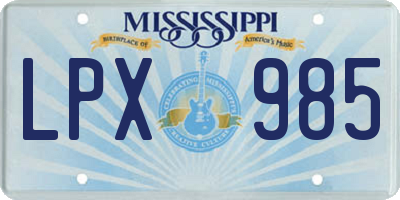 MS license plate LPX985