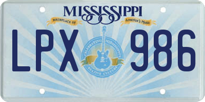 MS license plate LPX986