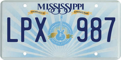 MS license plate LPX987
