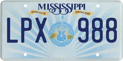 MS license plate LPX988