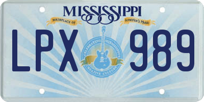 MS license plate LPX989