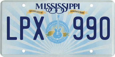 MS license plate LPX990