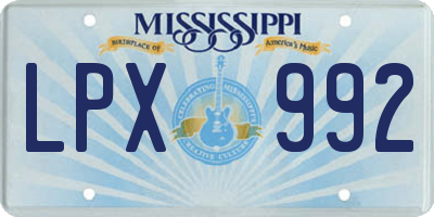 MS license plate LPX992