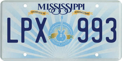 MS license plate LPX993
