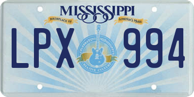 MS license plate LPX994