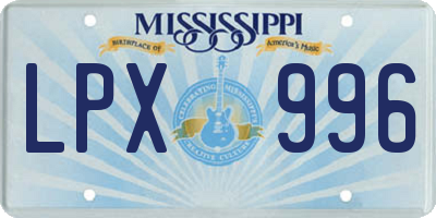 MS license plate LPX996