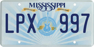 MS license plate LPX997