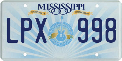 MS license plate LPX998
