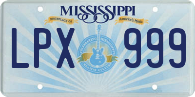 MS license plate LPX999