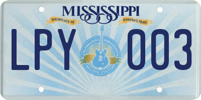 MS license plate LPY003