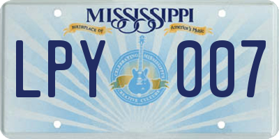MS license plate LPY007