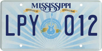 MS license plate LPY012