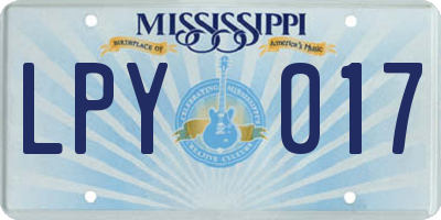 MS license plate LPY017