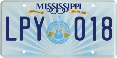 MS license plate LPY018