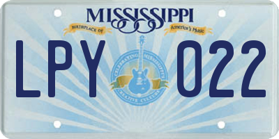 MS license plate LPY022