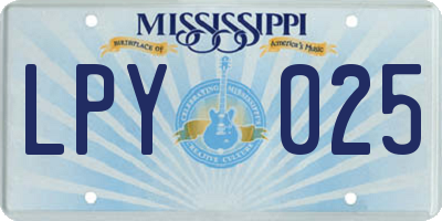 MS license plate LPY025