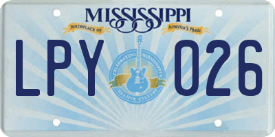MS license plate LPY026