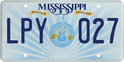 MS license plate LPY027