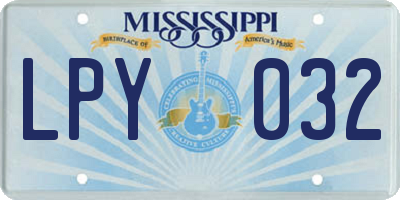 MS license plate LPY032